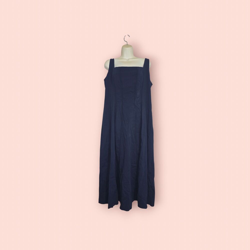 Abercrombie & Fitch Premium Linen Blend Square Neck Column Maxi Dress XL Beach